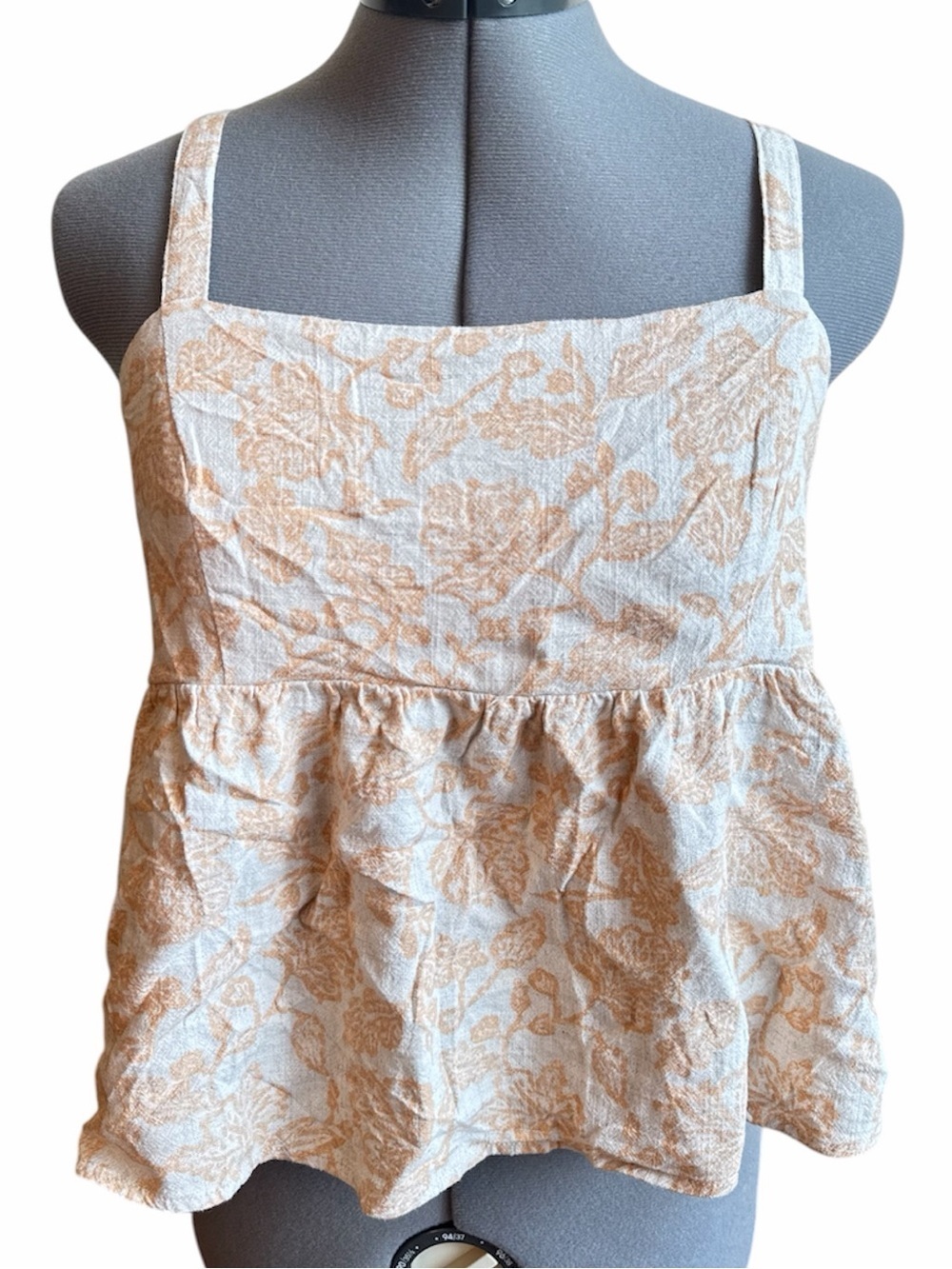 Gentle Fawn Linen Floral Tank Top Womens Cream Beige Babydoll Cropped Boho